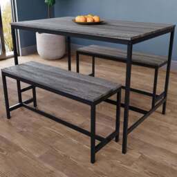 VIDA DESIGNS Roslyn 4 Seater Metal Frame Dining Bench Set Grey - Wilko