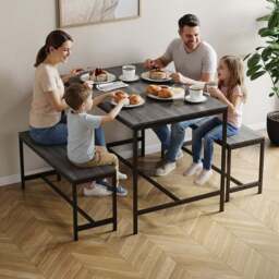 VIDA DESIGNS Roslyn 4 Seater Metal Frame Dining Bench Set Grey - Wilko - thumbnail 6