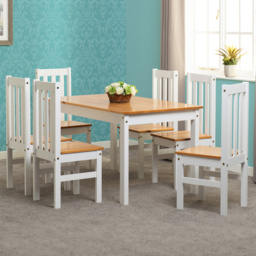 Seconique Ludlow 6 Seater Dining Set White and Oak - Wilko - thumbnail 1