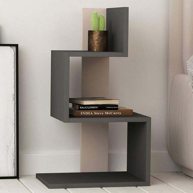 Decortie Rosie 3 Shelf Anthracite and Mocha Grey Modern Side End Table - Size: 72 x 42 x 30cm - Multi - Wilko - image 1