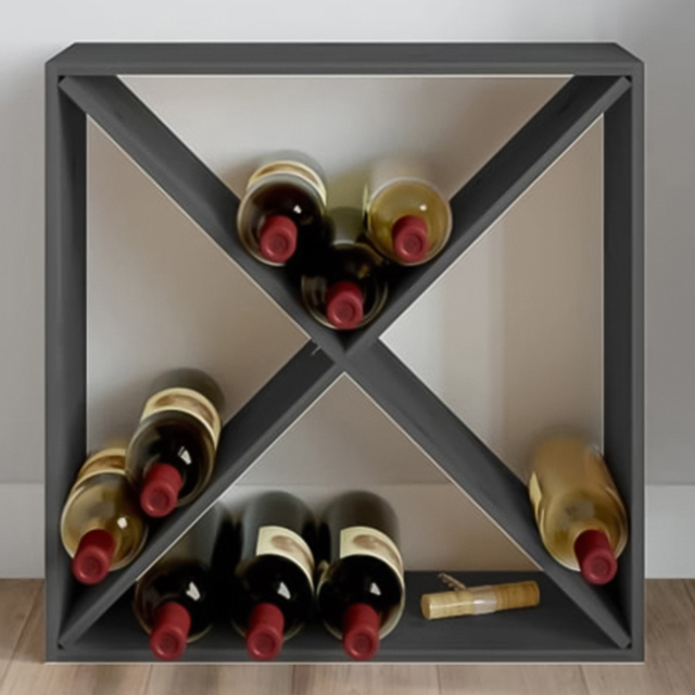 vidaXL 4 Shelf Grey Freestanding Wine Cabinet - Size: 62 x 62 x 25cm - Wilko - image 1
