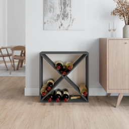 vidaXL 4 Shelf Grey Freestanding Wine Cabinet - Size: 62 x 62 x 25cm - Wilko - thumbnail 6