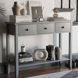 VIDA DESIGNS Windsor 3 Drawer Grey Console Table - Size: 30 x 100 x 74cm - Wilko - thumbnail 1