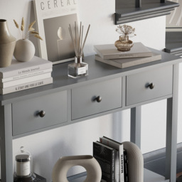 VIDA DESIGNS Windsor 3 Drawer Grey Console Table - Size: 30 x 100 x 74cm - Wilko - thumbnail 5