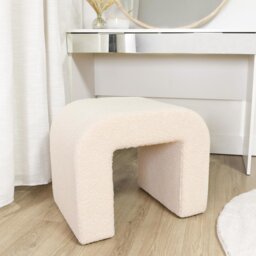 Neutral Boucle Curved Footstool - Wilko - thumbnail 3