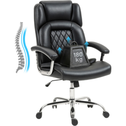 Portland Black High Back Swivel Office Desk Chair with Spring Cushion - Size: 122 x 65 x 72cm - Wilko - thumbnail 3