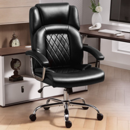 Portland Black High Back Swivel Office Desk Chair with Spring Cushion - Size: 122 x 65 x 72cm - Wilko