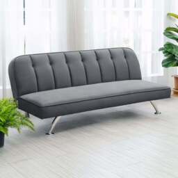 Brighton 3 Seater Grey Velvet Sofa Bed - LPD Home - Wilko - thumbnail 1