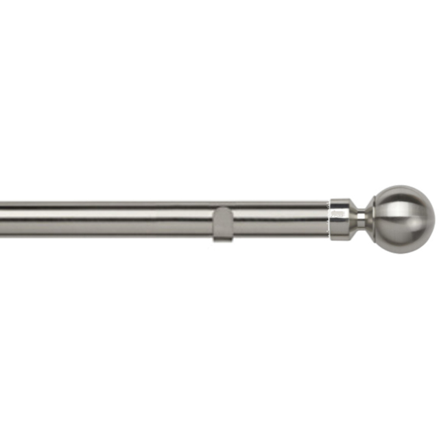 New Edge Blinds 200cm Fixed Length Satin Silver Eyelet Metal Curtain Pole Set with Met Ball Finial - Wilko - image 1