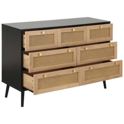 Croxley 7 Drawer Black and Oak Rattan Chest of Drawers - Birlea - Wilko - thumbnail 5