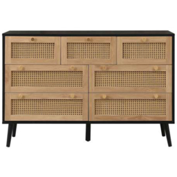 Croxley 7 Drawer Black and Oak Rattan Chest of Drawers - Birlea - Wilko - thumbnail 4
