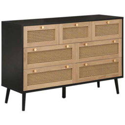 Croxley 7 Drawer Black and Oak Rattan Chest of Drawers - Birlea - Wilko - thumbnail 3