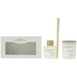 French Connection Linen White Sea Salt and Coconut Diffuser and Scented Candle 2 Piece Gift Set - Size: 12 x 7.8 x 20.9cm - n/a - Wilko