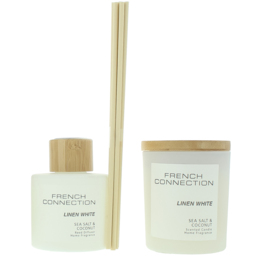 French Connection Linen White Sea Salt and Coconut Diffuser and Scented Candle 2 Piece Gift Set - Size: 12 x 7.8 x 20.9cm - n/a - Wilko - thumbnail 3