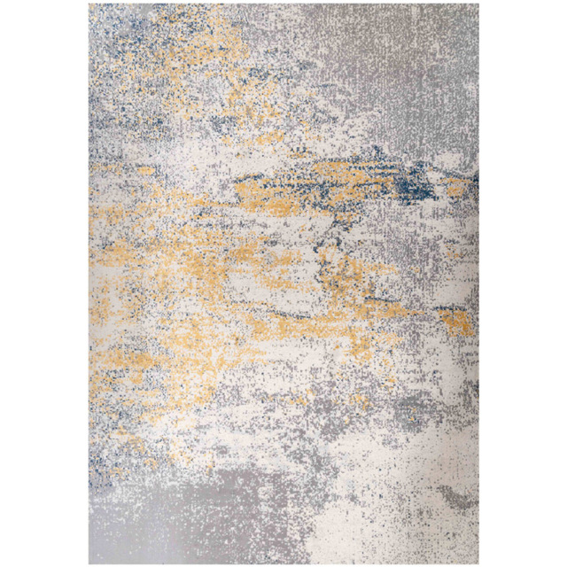 Kukoon Silver Grey and Ochre Distressed Abstract Rug 290 x 200cm - Blue - Wilko - image 1