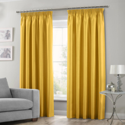 Intimates Faux Silk Ochre Curtains 117 x 137cm - Size: W 117 x D 137cm - Yellow - Wilko