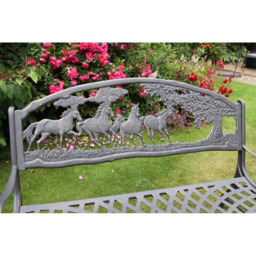 Gardeco 2 Seater Horses and Tree Motif Black and Bronze Patina Cast Iron Bench - Wilko - thumbnail 5