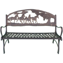 Gardeco 2 Seater Horses and Tree Motif Black and Bronze Patina Cast Iron Bench - Wilko - thumbnail 3