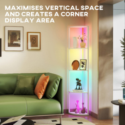 HOMCOM 5 Shelf White Dimmable RGB LED Floor Lamp - Size: 48 x 13 x 37cm - Wilko - thumbnail 7