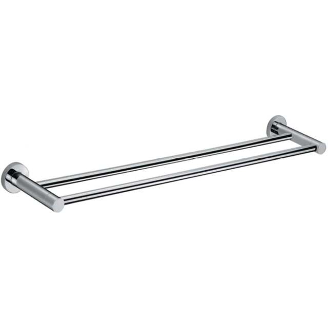 Nes Home Chrome Round Double Towel Rail 600mm - Size: 4.8 x 60 x 11cm - Silver - Wilko - image 1