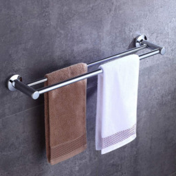 Nes Home Chrome Round Double Towel Rail 600mm - Size: 4.8 x 60 x 11cm - Silver - Wilko - thumbnail 3