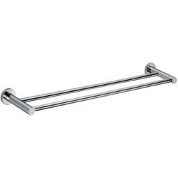 Nes Home Chrome Round Double Towel Rail 600mm - Size: 4.8 x 60 x 11cm - Silver - Wilko