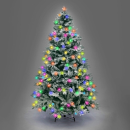 Shatchi Multicolour LED Pre-Lit Snow Flocked Lapland Fir Artificial Christmas Tree 7ft - White - Wilko - thumbnail 4