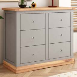 Cabinet Bits Bomporto 6 Drawer Grey Chrome Knob Chest of Drawers - Wilko - thumbnail 1