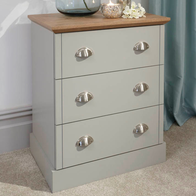 GFW Kendal 3 Drawer Grey Chest of Drawers - Wilko - image 1