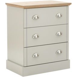 GFW Kendal 3 Drawer Grey Chest of Drawers - Wilko - thumbnail 5