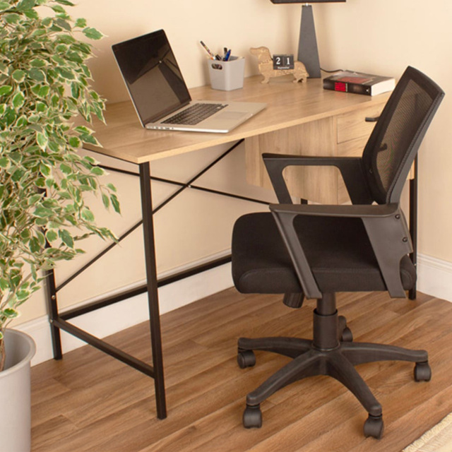 Luxe Study Loft 2 Drawer Home Office Desk Brown - Size: 60 x 120 x 76cm - Wilko - image 1