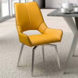 Mako Set of 2 Yellow Swivel Leather Effect Dining Chair - Wilko