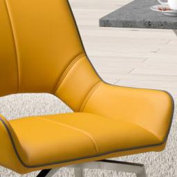 Mako Set of 2 Yellow Swivel Leather Effect Dining Chair - Wilko - thumbnail 3