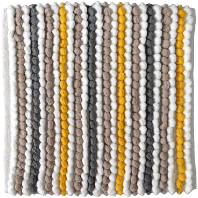 Allure Bath Fashions Mustard Striped Square Chunky Bobble Bath Mat 50 x 50cm - Yellow - Wilko - image 1