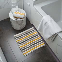 Allure Bath Fashions Mustard Striped Square Chunky Bobble Bath Mat 50 x 50cm - Yellow - Wilko - thumbnail 3