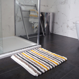 Allure Bath Fashions Mustard Striped Square Chunky Bobble Bath Mat 50 x 50cm - Yellow - Wilko - thumbnail 4