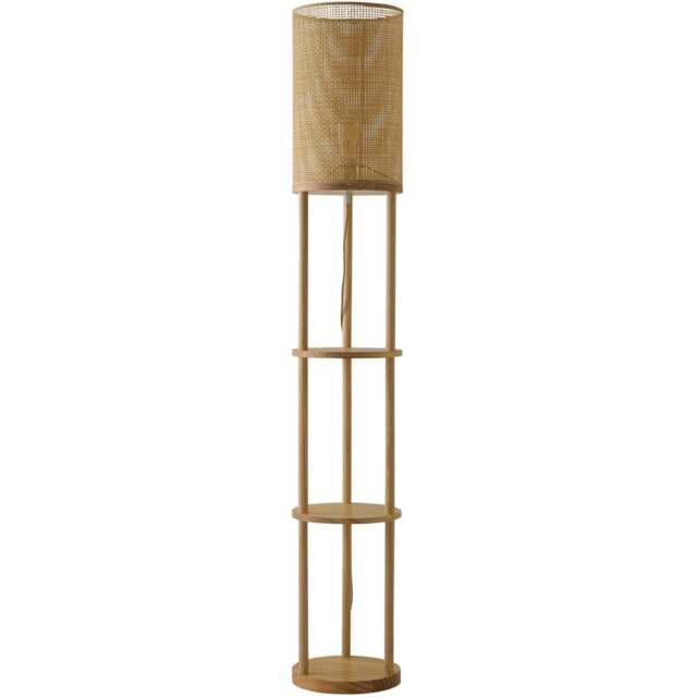 ValueLights Elsa Natural Wood 3 Tier Floor Lamp - Size: 152 x 25 x 25cm - Cream - Wilko - image 1