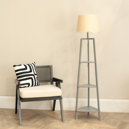 ValueLights Hiru Grey 3 Shelf White Trim Scallop Shade Floor Lamp with Bulb - Wilko - thumbnail 4