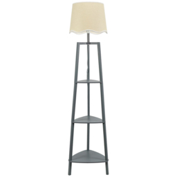 ValueLights Hiru Grey 3 Shelf White Trim Scallop Shade Floor Lamp with Bulb - Wilko - thumbnail 1