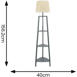 ValueLights Hiru Grey 3 Shelf White Trim Scallop Shade Floor Lamp with Bulb - Wilko - thumbnail 5