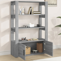 vidaXL 2 Door 3 Shelf Grey Sonoma Wooden Sideboard - Size: 119.5 x 80 x 30cm - Wilko - thumbnail 1