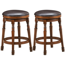 Costway PU Leather Swivel Bar Stool with Footrest Set of 2 - Size: 87 x 45 x 21cm - Black - Wilko - thumbnail 3