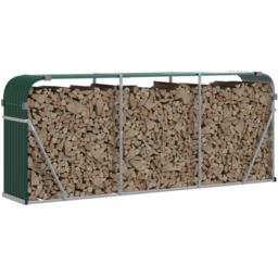 vidaXL Green Galvanised Steel Firewood Log Holder 100 x 234 x 45cm - Wilko - thumbnail 3