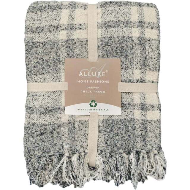 Allure Home Fashions Darwin Grey Chenille Checked Tartan Throw 150 x 200cm - Wilko - image 1