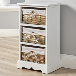 Home Source Lichfield 3 Wicker Basket White Storage Unit - Size: 76 x 26 x 63cm - Wilko - thumbnail 1
