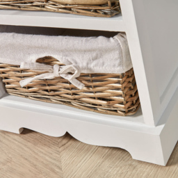 Home Source Lichfield 3 Wicker Basket White Storage Unit - Size: 76 x 26 x 63cm - Wilko - thumbnail 6