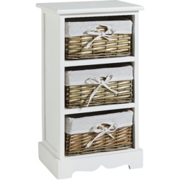 Home Source Lichfield 3 Wicker Basket White Storage Unit - Size: 76 x 26 x 63cm - Wilko - thumbnail 3