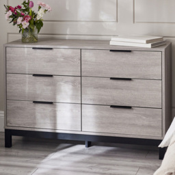 Julian Bowen Bali 6 Drawer Grey Oak Wide Chest of Drawers - Wood - Wilko - thumbnail 1