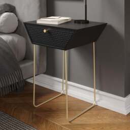 Core Products Apollo Single Drawer Black and Gold Metal Bedside Cabinet - Wilko