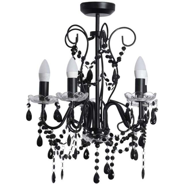 ValueLights Viscount 5 Way Black Jewel Chandelier LED Pendant Light - Size: 57 x 45 x 45cm - Wilko - image 1